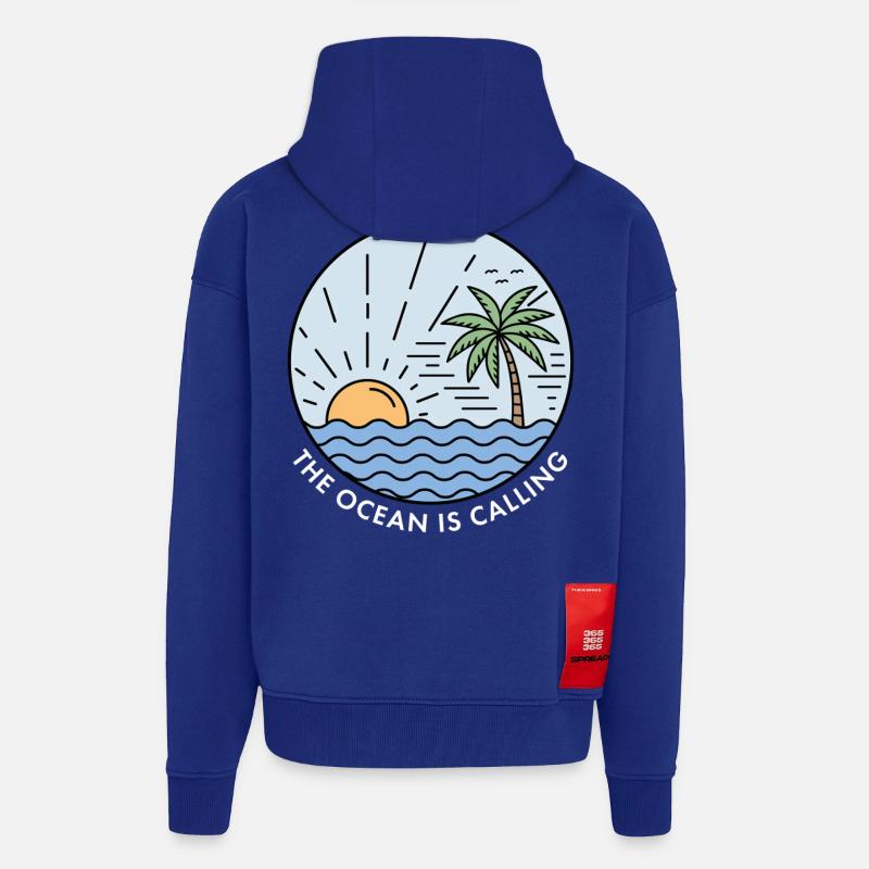 L’océan vous appelle - Veste à capuche bio épaisse oversize fabriqué en UE - Iconic Blue