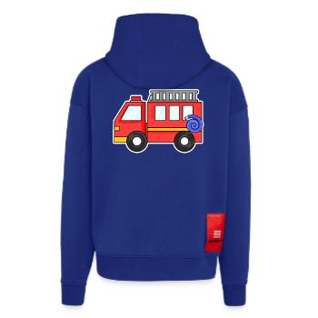 Camion de pompiers - Veste à capuche bio épaisse oversize fabriqué en UE - Iconic Blue - Dos