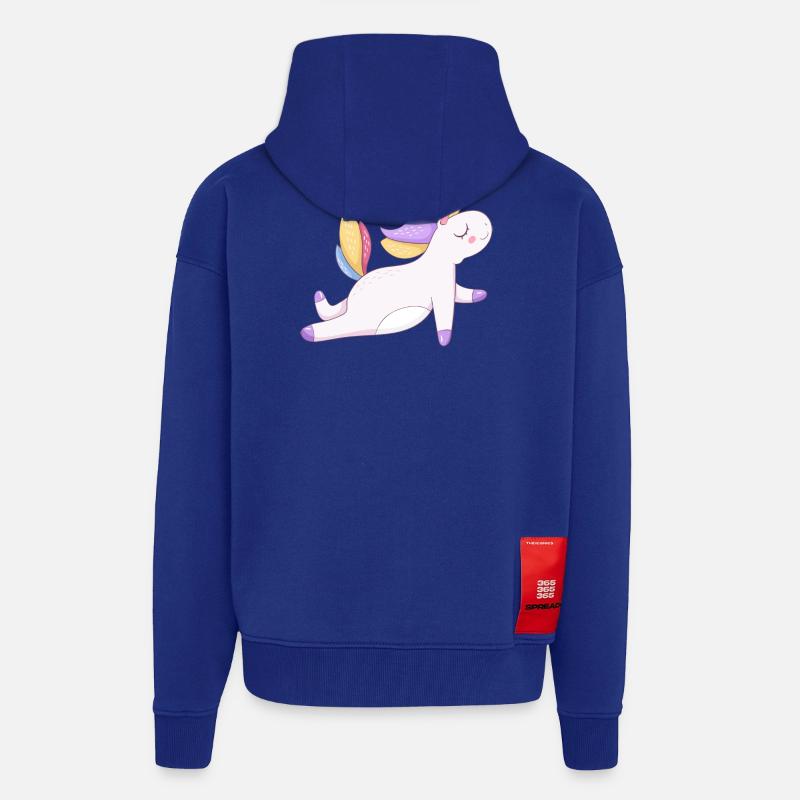 Buntes Einhorn sitzend, Pastellmuster - Zip Hoodie - made by SPREAD - Iconic Blue
