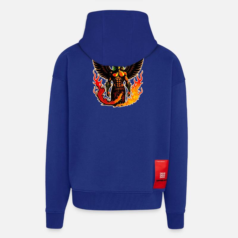 Des anges en feu - Veste à capuche bio épaisse oversize fabriqué en UE - Iconic Blue