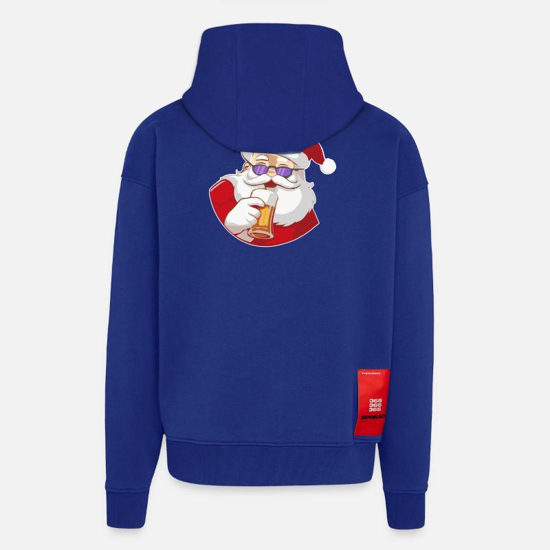 Weihnachtsmann mit Bier und Sonnenbrille - Zip Hoodie - made by SPREAD - Iconic Blue