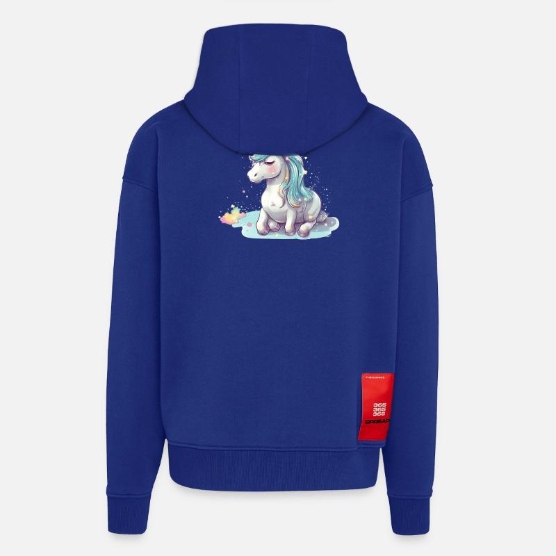 Licorne inclinable - Veste à capuche bio épaisse oversize fabriqué en UE - Iconic Blue