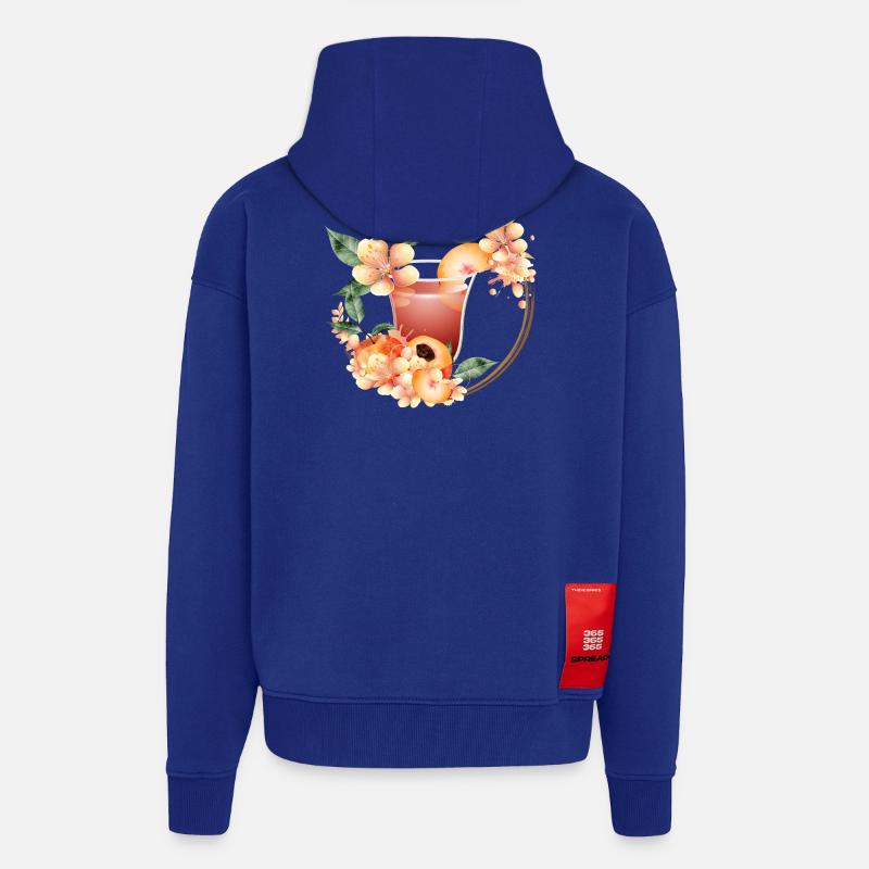 Cocktail mit Pfirsichhälfte & Pfirsichblütenkranz - Zip Hoodie - made by SPREAD - Iconic Blue