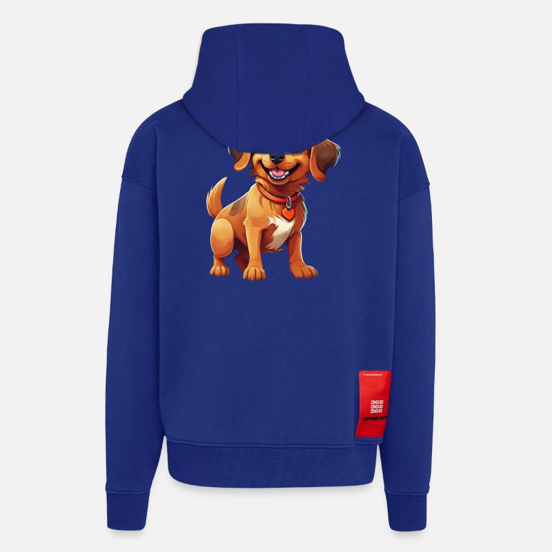 Chiens Éclat Canin en Illustration - Veste à capuche bio épaisse oversize fabriqué en UE - Iconic Blue