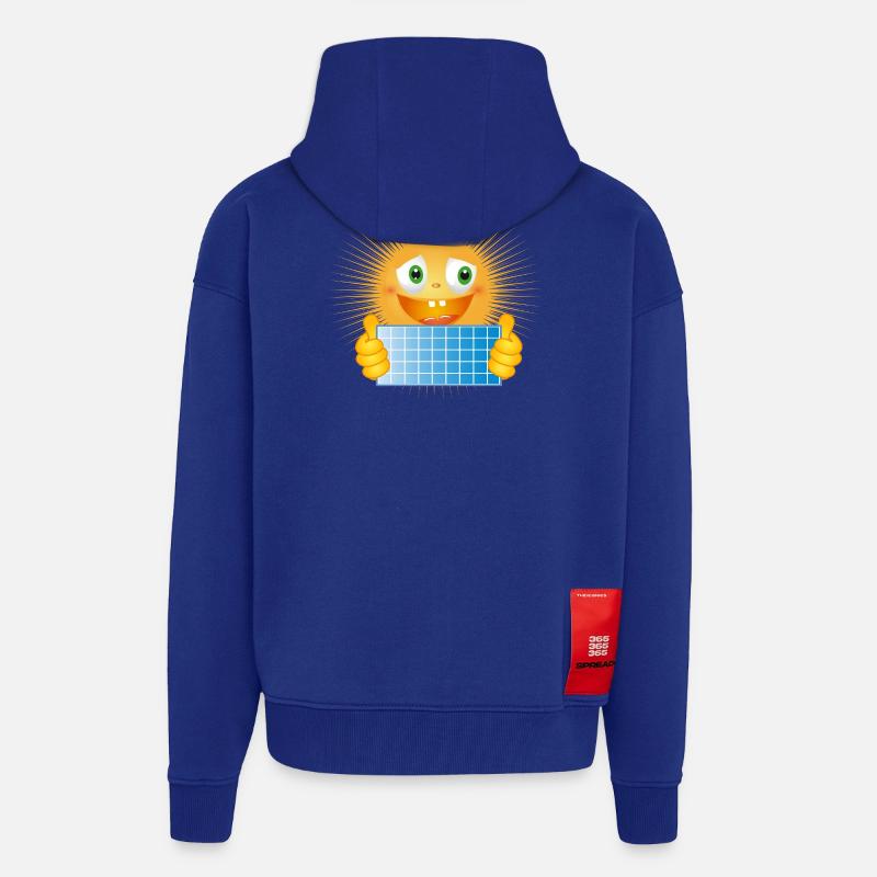 Soleil éclatant avec panneau solaire - Veste à capuche bio épaisse oversize fabriqué en UE - Iconic Blue