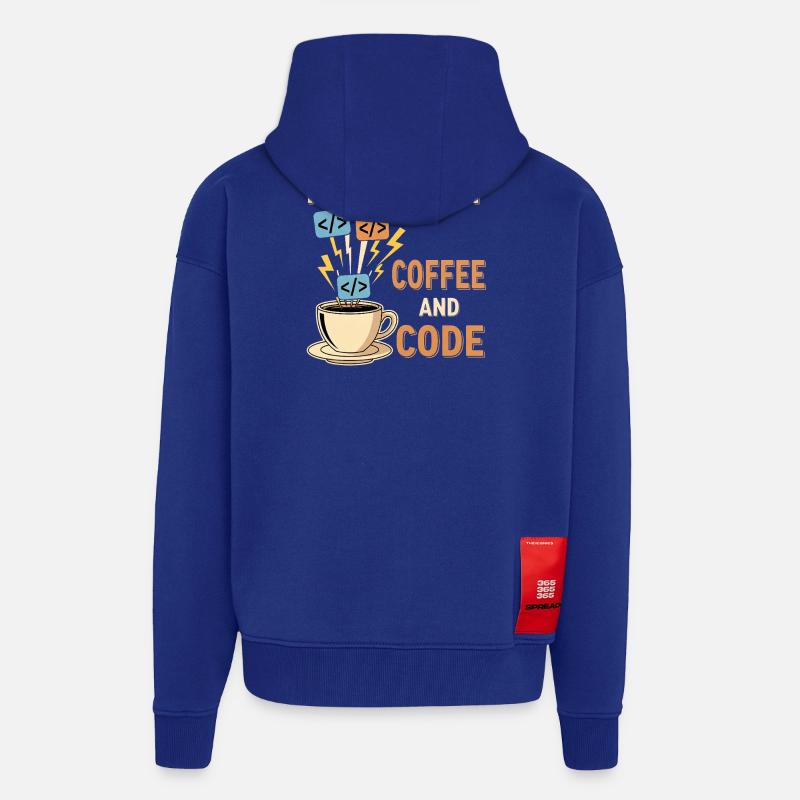 Programmateur Café Motif Design - Veste à capuche bio épaisse oversize fabriqué en UE - Iconic Blue