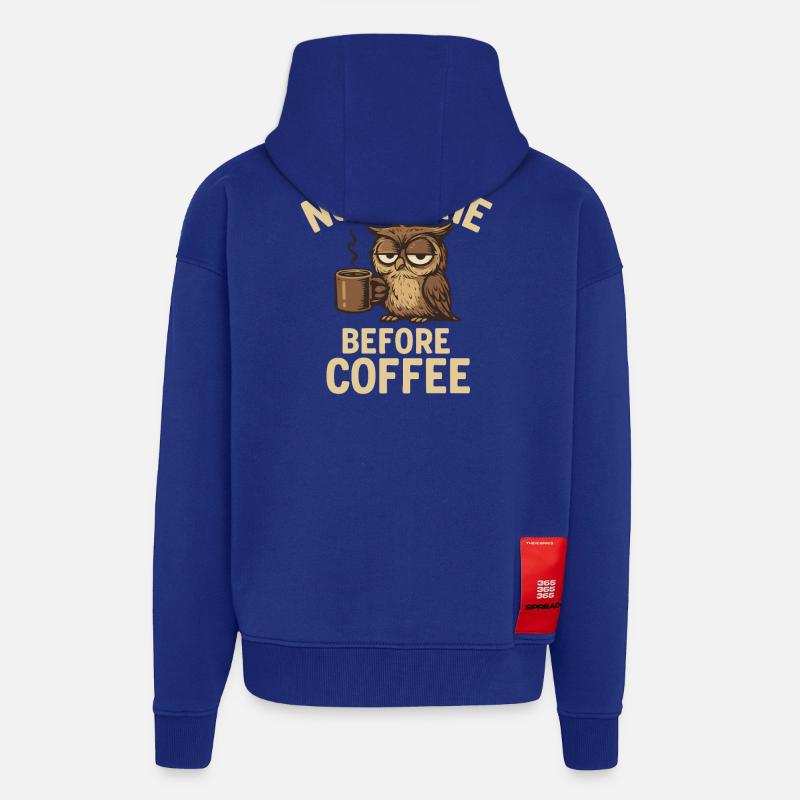 Eulen mit Kaffeetasse und Statement - Zip Hoodie - made by SPREAD - Iconic Blue