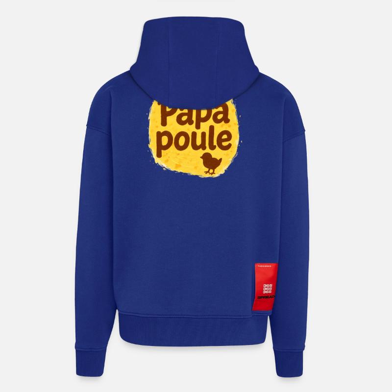 Papa Poule - Fête des Pères - Veste à capuche bio épaisse oversize fabriqué en UE - Iconic Blue