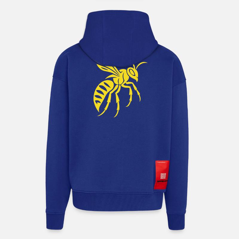 Gelbe Wespe Silhouette auf Schwarz - Zip Hoodie - made by SPREAD - Iconic Blue