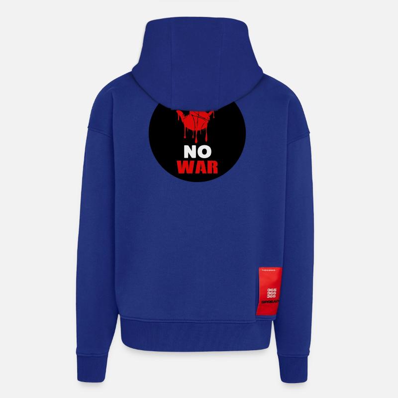 No War - Veste à capuche bio épaisse oversize fabriqué en UE - Iconic Blue