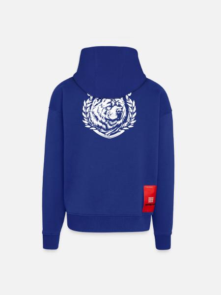 Blason du chien - Veste à capuche bio épaisse oversize fabriqué en UE - Iconic Blue