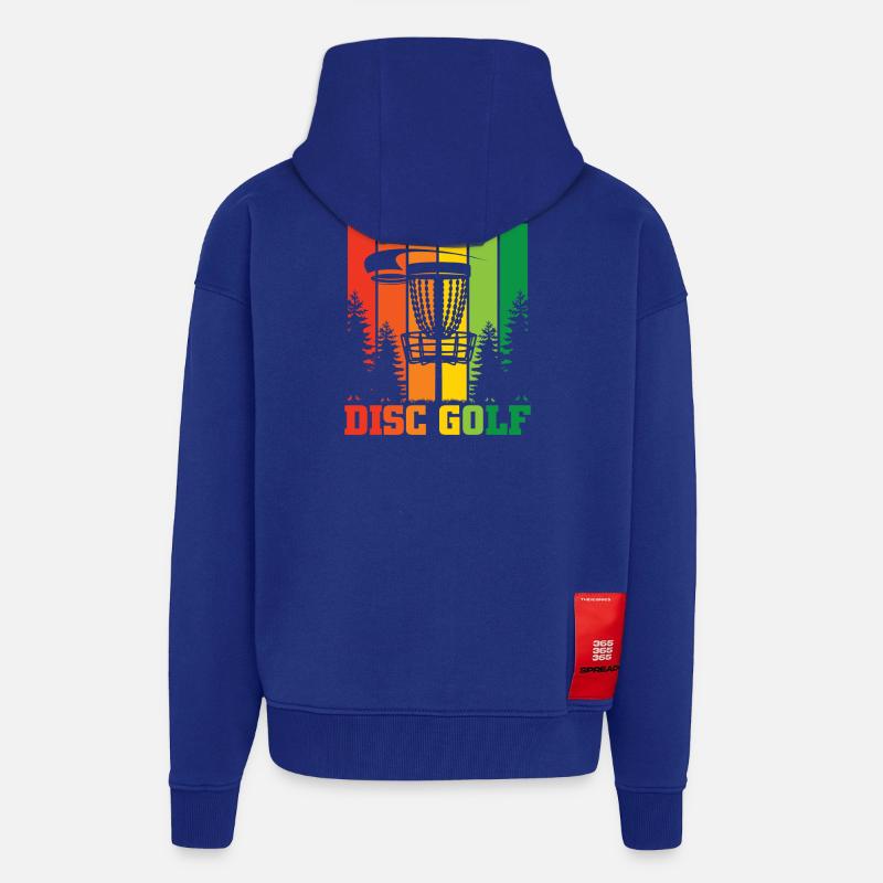 Cadeaux de disc golf Disc Golf - Veste à capuche bio épaisse oversize fabriqué en UE - Iconic Blue