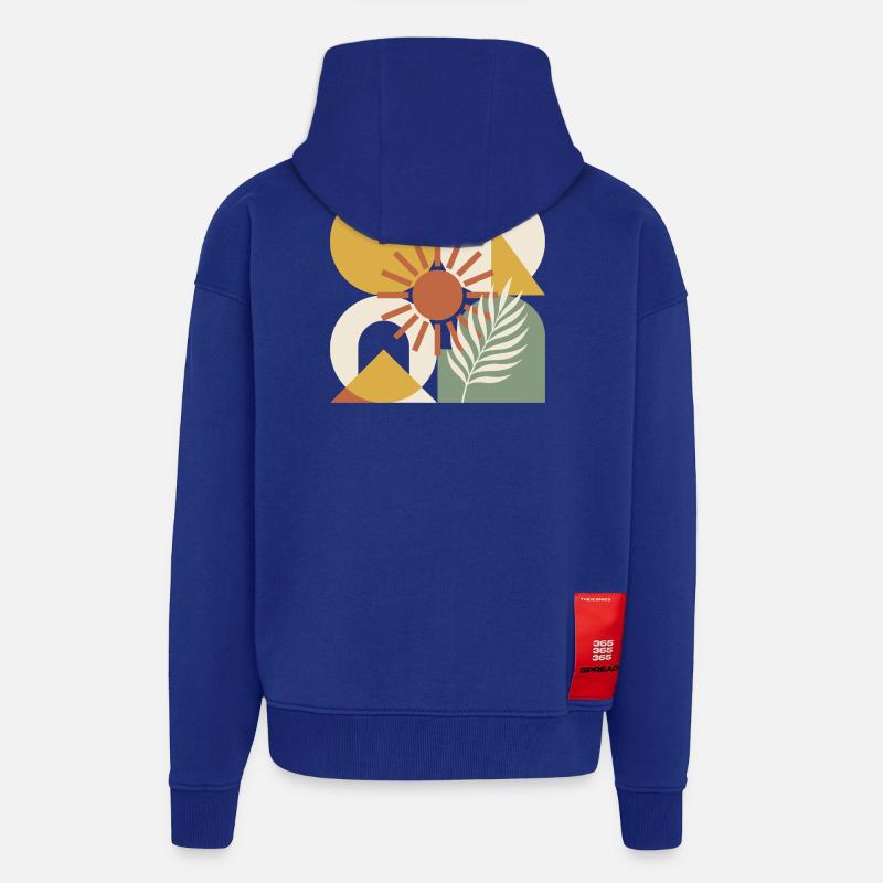 Boho Abstract Geometric Botanical Sunburst - Zip Hoodie - made by SPREAD - Iconic Blue