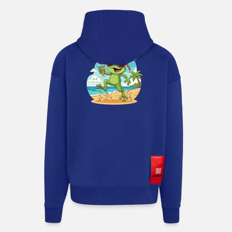 Frosch am Strand mit Eis - Zip Hoodie - made by SPREAD - Iconic Blue