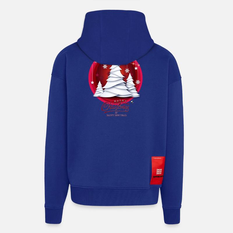 Rotes Weihnachtskugel mit weissen Tannenbäume - Zip Hoodie - made by SPREAD - Iconic Blue