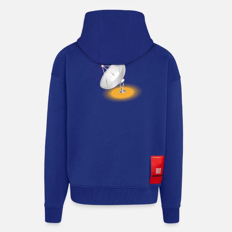 L’antenne parabolique, élément de conception - Veste à capuche bio épaisse oversize fabriqué en UE - Iconic Blue