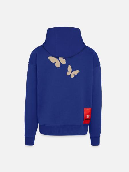 Beige Butterfly Pattern - Zip Hoodie - made by SPREAD - Iconic Blue
