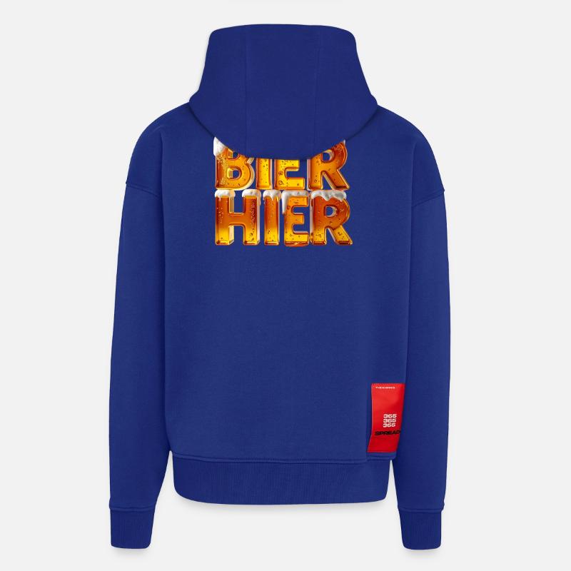 Bier? Hier! – 3D Bierglas-Buchstaben mit Schaum - Zip Hoodie - made by SPREAD - Iconic Blue