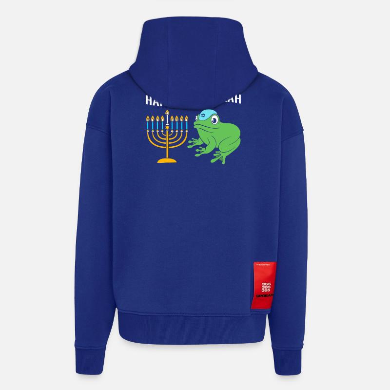 Hanoukka Hanoukka Hanoukka Grenouille - Veste à capuche bio épaisse oversize fabriqué en UE - Iconic Blue
