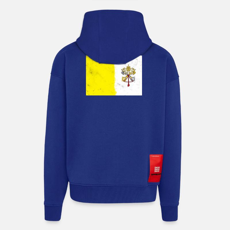 Drapeau du Vatican - Veste à capuche bio épaisse oversize fabriqué en UE - Iconic Blue