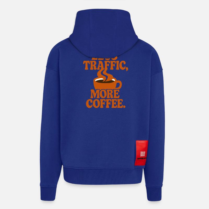Productivité Caféinée : Zéro Perte de Temps - Zip Hoodie - made by SPREAD - Iconic Blue