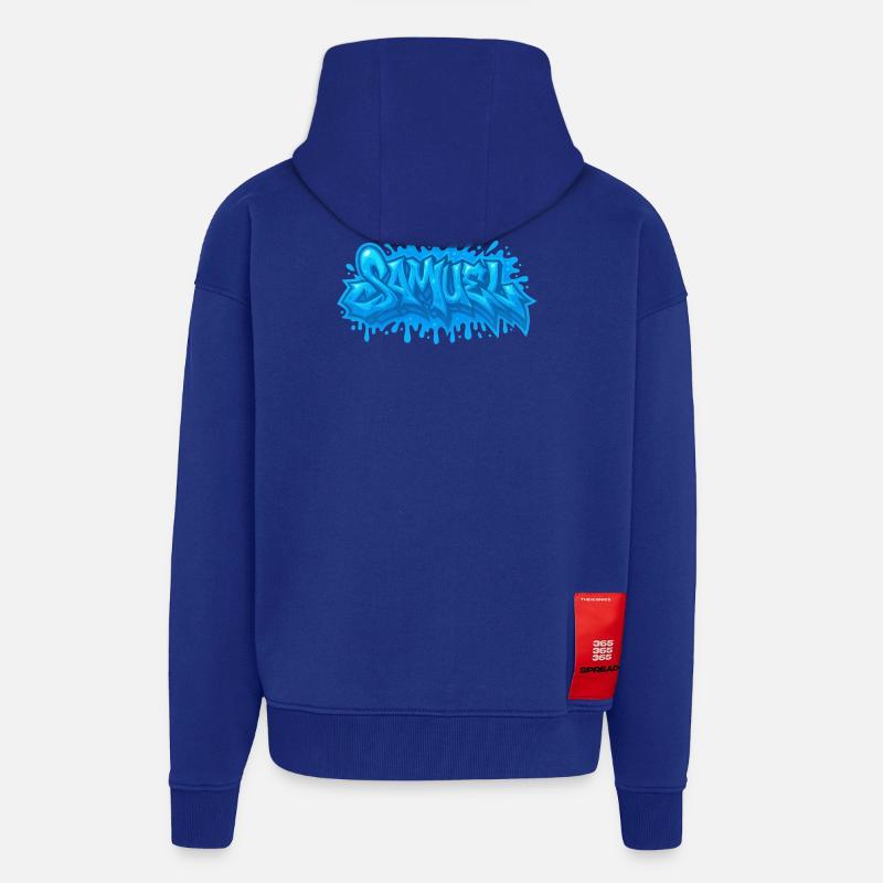 Graffiti Samuel Prénom cadeau idéal imprimable - Veste à capuche bio épaisse oversize fabriqué en UE - Iconic Blue
