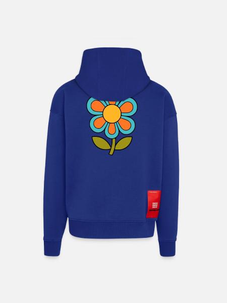70s flower pattern retro flowerpower - Zip Hoodie - made by SPREAD - Iconic Blue