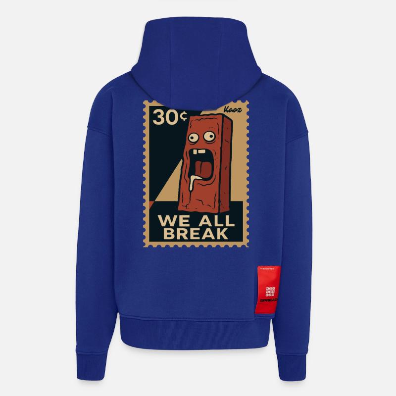 Emo Brick – Cachet d’accablement - Veste à capuche bio épaisse oversize fabriqué en UE - Iconic Blue