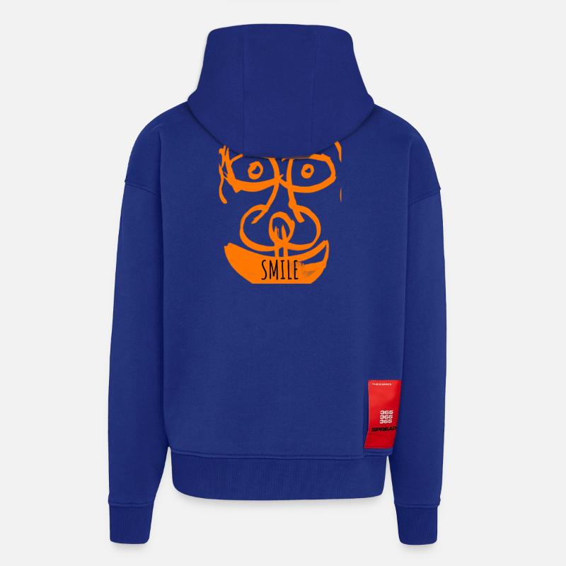 Orange Laughing Face Pattern - Zip Hoodie - made by SPREAD - Iconic Blue
