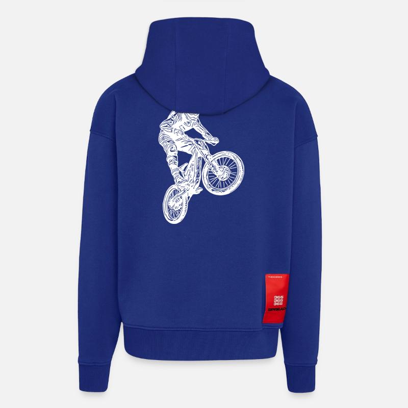 Cooler Radfahrer Springender Mountainbiker - Zip Hoodie - made by SPREAD - Iconic Blue