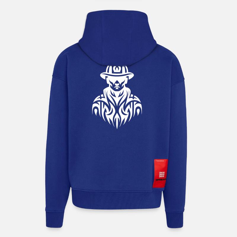 Pompier Passion Métier Pompier - Veste à capuche bio épaisse oversize fabriqué en UE - Iconic Blue