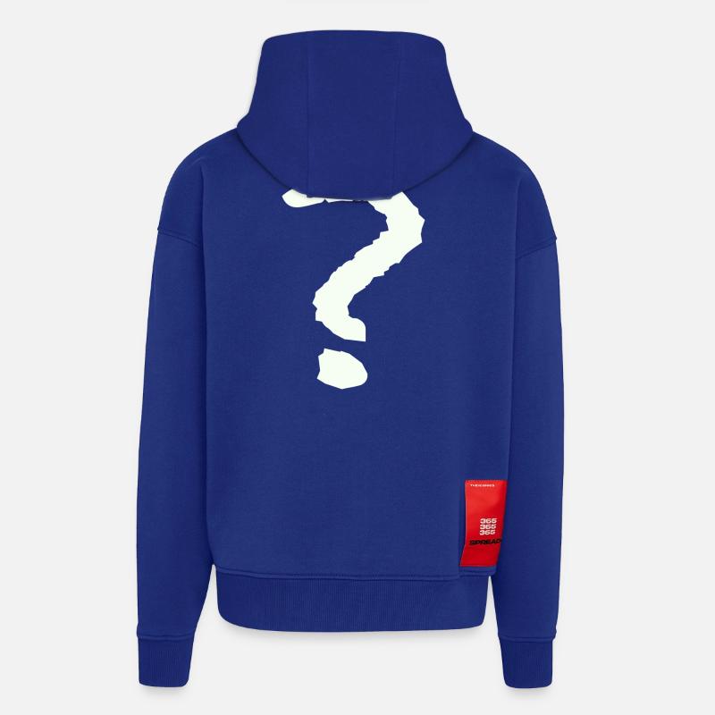 Points d’interrogation - Veste à capuche bio épaisse oversize fabriqué en UE - Iconic Blue