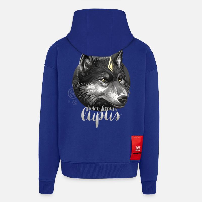 wolf1 - Veste à capuche bio épaisse oversize fabriqué en UE - Iconic Blue