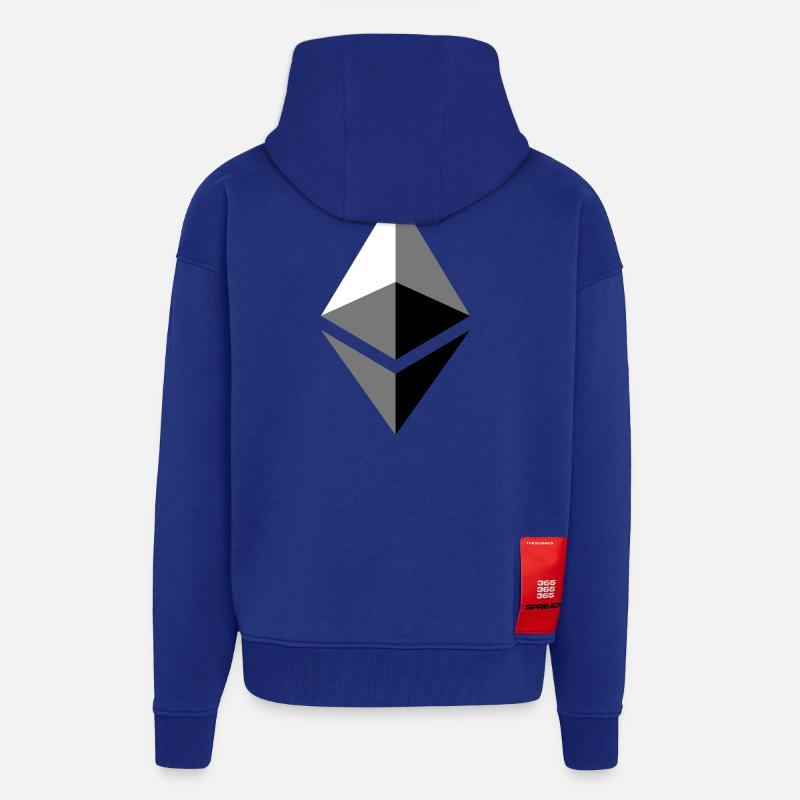 ETH éther Etherium - Veste à capuche bio épaisse oversize fabriqué en UE - Iconic Blue