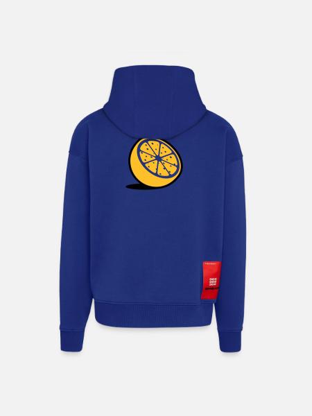 Une orange - Veste à capuche bio épaisse oversize fabriqué en UE - Iconic Blue