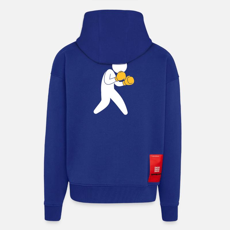 Un boxeur exerçant dans l'anneau - Veste à capuche bio épaisse oversize fabriqué en UE - Iconic Blue
