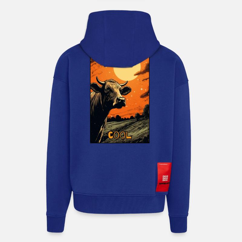 Vache absolument cool - Veste à capuche bio épaisse oversize fabriqué en UE - Iconic Blue