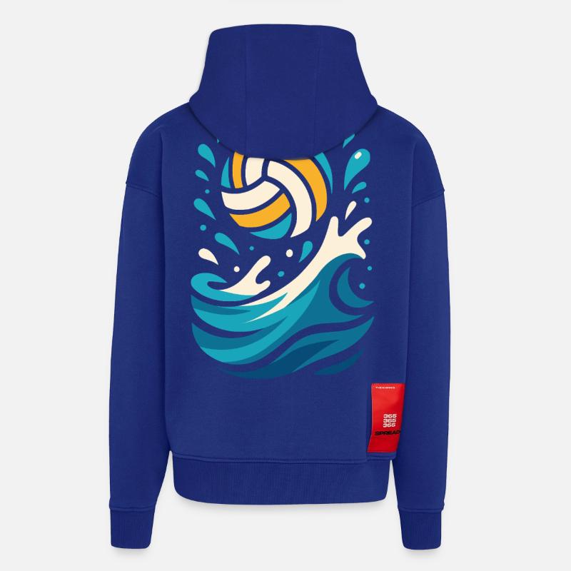 SuperSpike | Volley-ball Éclaboussures d’eau - Veste à capuche bio épaisse oversize fabriqué en UE - Iconic Blue
