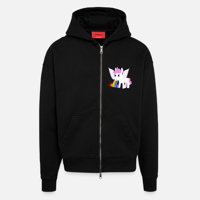 Licorne ailée - Veste à capuche bio épaisse oversize fabriqué en UE - SOLID BLACK