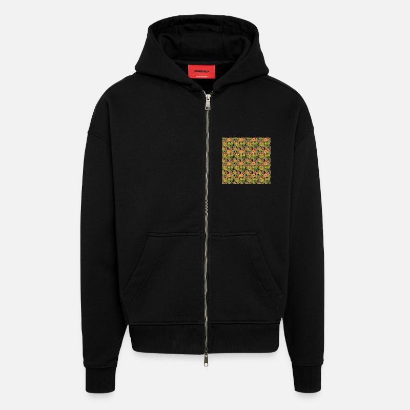 Fruit Lemon Orange Pattern - Zip Hoodie - made by SPREAD - SOLID BLACK