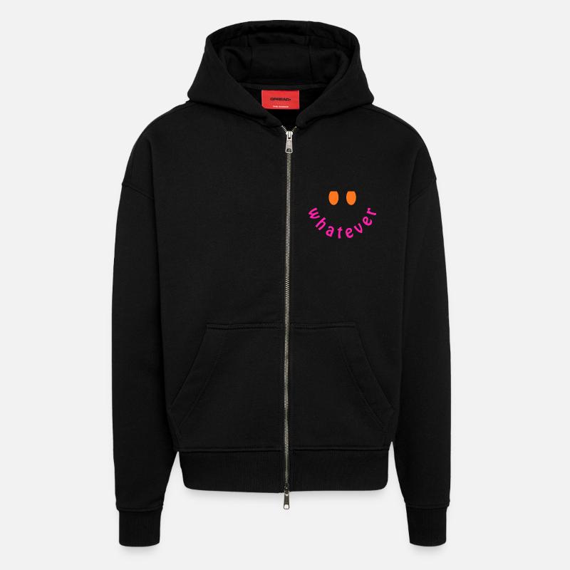 Whatever Smile - Lustiges Y2K Statement Design - Zip Hoodie - made by SPREAD - SOLID BLACK