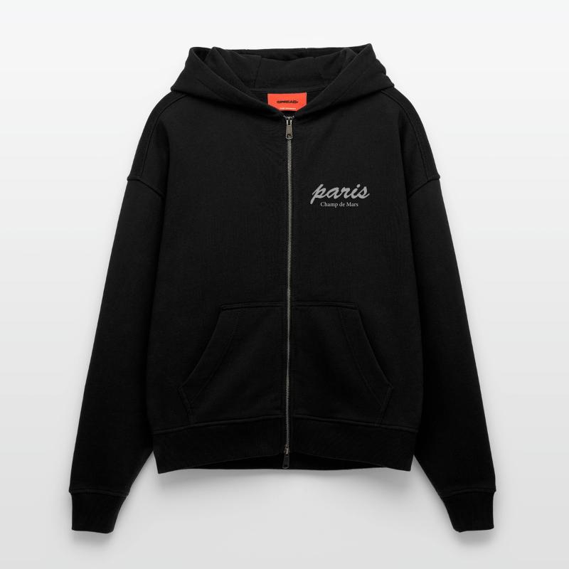 Paris Champ de Mars Vintage Script Zip Hoodie - made by SPREAD