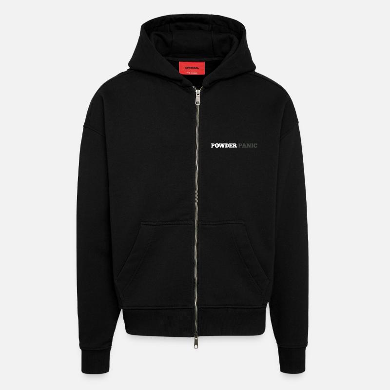 Powder Panic Logo - Zip Hoodie - made by SPREAD - SOLID BLACK