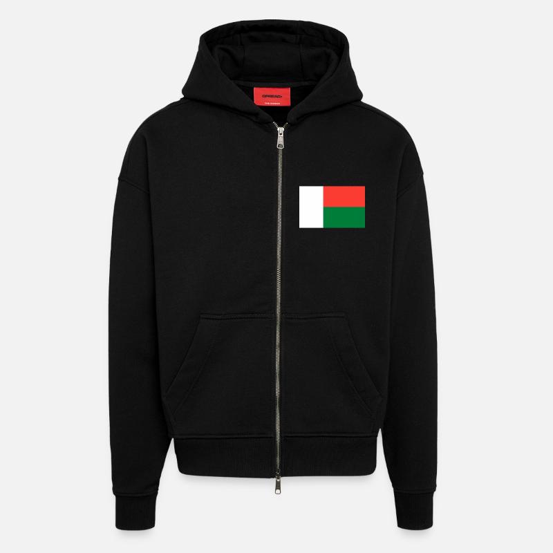 Drapeau de Madagascar - Veste à capuche bio épaisse oversize fabriqué en UE - SOLID BLACK