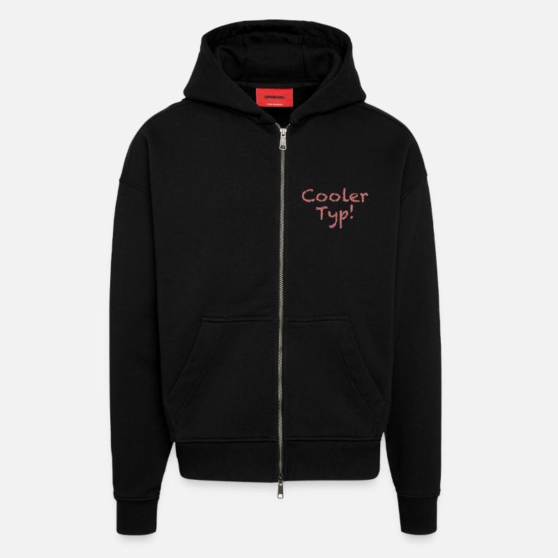Spruch "Cooler Typ" Hellrot - Zip Hoodie - made by SPREAD - SOLID BLACK