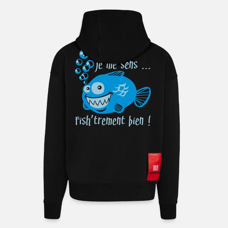 Comme un poisson dans l'eau - Veste à capuche bio épaisse oversize fabriqué en UE - SOLID BLACK