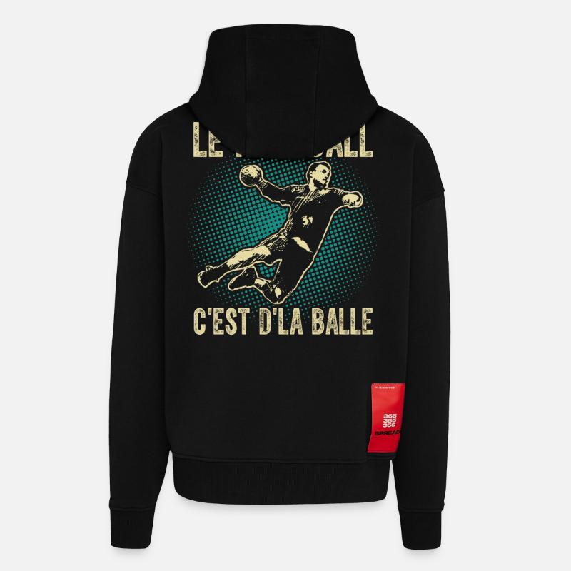 Le handball c'est d'la balle - Veste à capuche bio épaisse oversize fabriqué en UE - SOLID BLACK