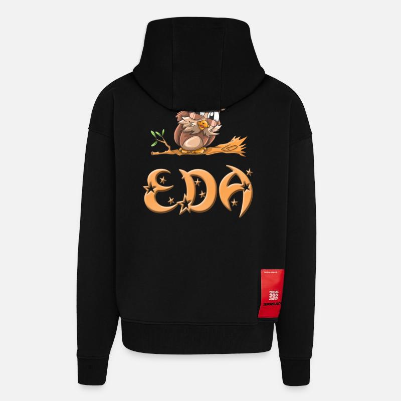 Eule Eda - Zip Hoodie - made by SPREAD - SOLID BLACK