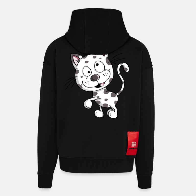 Chat mignon - Chats - Chat - Stubentiger - Veste à capuche bio épaisse oversize fabriqué en UE - SOLID BLACK