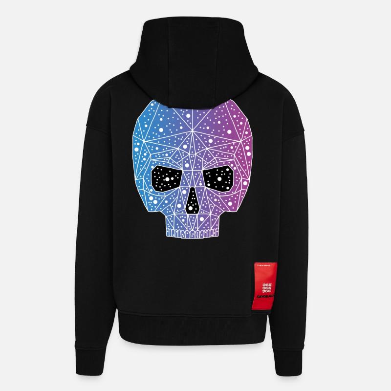 Tête de mort galactique - Veste à capuche bio épaisse oversize fabriqué en UE - SOLID BLACK